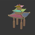 Traditional Wooden Chinese Pavilion Model With Tiered Eaves And Columns Design