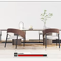 Dining Table Dining Chair Combination Fabric Dining Chair Simple Style Dining Table Dining Chair 3d model