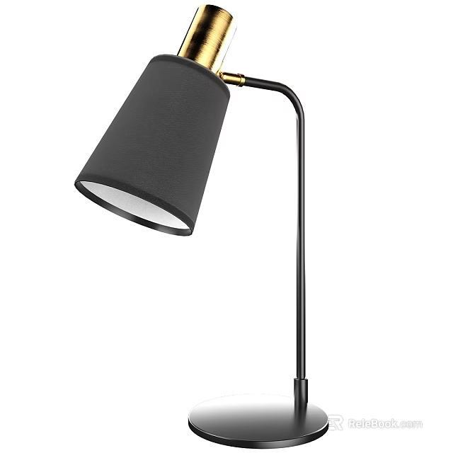 Modern Wall Lamp With Black Fabric Shade And Gold Metal Arm Design 3d model 