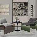Quiet leisure sofa combination leisure single sofa combination 3d model