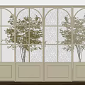 Modern Sliding Doors With Arched Glass Panels And White Wooden Frames Design
