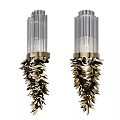 Elegant Wall Lamps With Glass Columns And Gold Leaf Shaped Decorations