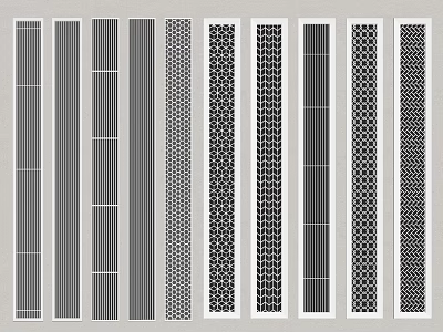 Various Modern Air Conditioner Vent Designs with Striped and Geometric Patterns 3d model