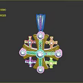 Silver Cross Pendant With Round Accents And Star Details Fashion Accessory