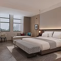 Elegant Modern Hotel Room Interior With King Bed Crisp Linens And Herringbone Wooden Flooring