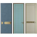 Modern Hinged Doors With Various Colors And Decorative Handle Designs 3d model