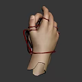 Disconnected Human Hands Entangled With Red Rope On Isolated Gray Background