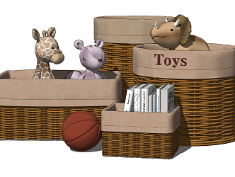 Nordic Storage Basket Rattan Storage Basket Children's Toys 3d model