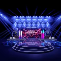 Bright Stage Setup With Blue Lights Round Steps And Performance Lighting Effects 3d model