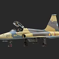 Military Fighter Jet with Camouflage Paint Open Canopy and Serial Number 014