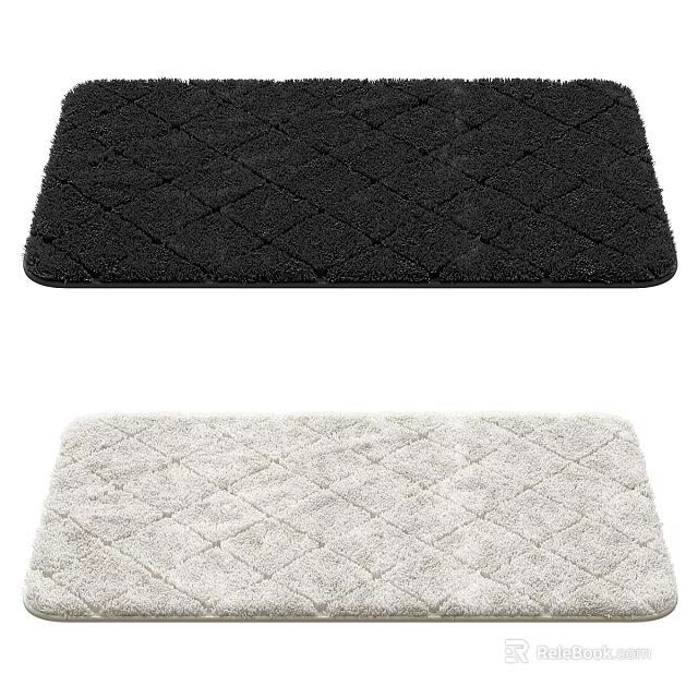 Square Rug Black And White Diamond Pattern Decorative Home Floor Mat 3d model 