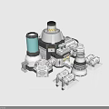 Industrial Technical Equipment With Multiple Mechanical Modules And Different Shaped Connector Components