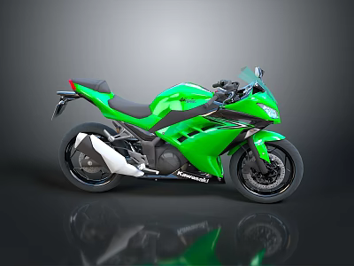 Kawasaki Green Sport Motorcycle With Black Seat Sleek Design And Modern Styling 3d model