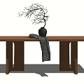 Quiet Long Dining Table Log Dining Table Rectangular Dining Table Ornaments 3d model