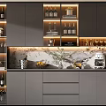 Elegant Modern Wine Cabinet With Glass Doors And Layered Storage For Wine Bottles And Glasses