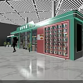 Traditional Old Street Themed Supermarket Department Store With Green Canopy Purple Accents And Customers Shopping