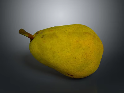 Fresh Yellow Ripe Pear With Natural Surface Texture On Gray Background 3d model