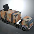 Camouflage Military Truck With Large Black Equipment Multiple Wheels And Functional Design For Military Use