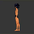 Shirtless Male Character With Short Hair Standing In Black Shorts Against Gray Background