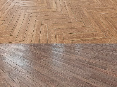 Modern Stylish Wooden Flooring With Herringbone And Straight Plank Patterns 3d model