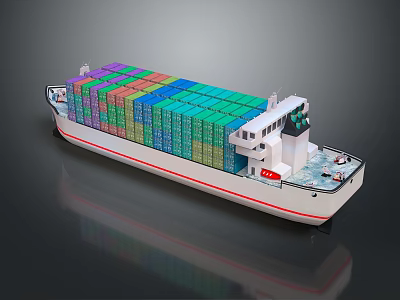 Cargo Ship With Colorful Containers On Deck 3d model