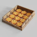 Golden Cheesy Mini Tarts Arranged In Wooden Tray For Delicious Snacks