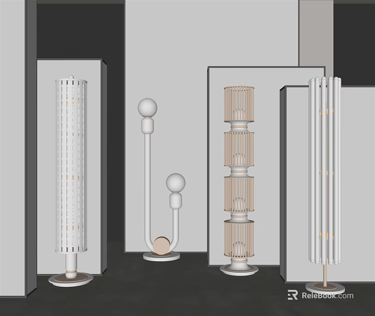 Modern Floor Lamps With Diverse Designs And Unique Structures For Home Interior 3d model 