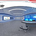 Interactive Technology Exhibition Hall With Large Screens Data Displays Workstations And CRCC Logo 3d model