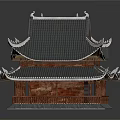Ancient Chinese Architecture With Multi Tiered Gray Tile Roof Upturned Eaves And Wooden Structure