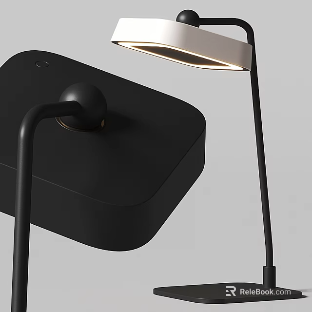 Sleek Black Modern Desk Lamp With Adjustable Arm And Square Base 3d model 