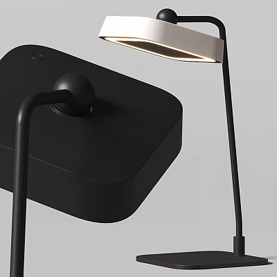 Sleek Black Modern Desk Lamp With Adjustable Arm And Square Base 3d model