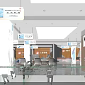 Spacious Digital Store Interior With Glass Display Counters Hanging Billboards And Tech Products 3d model