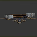 Fantasy Medieval Weapon Assembly With Crossed Sword Dual Hammers And Skull Ornaments