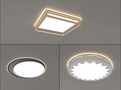 Stylish Contemporary Ceiling Lights with Square Round and Sawtooth Edge Designs for Home Interior 3d model