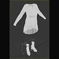 Long Sleeve Gray Knit Top With Polka Dot Skirt And Black Boots Outfit