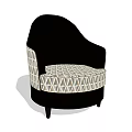 Elegant Single Seater Sofa With Black Backrest Armrests Slim Legs And Geometric Pattern Upholstery 3d model