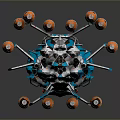Sci Fi Flying Vehicle 3D Model With Blue White Body And Orange Cylindrical Parts