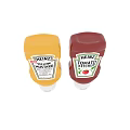 Heinz Yellow Mustard and Tomato Ketchup Condiment Bottles on White Background