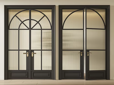 Vintage glass door glass double door 3d model