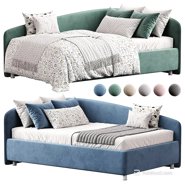 Modern Convertible Sofa Bed With Color Options Decorative Pillows And Soft Upholstery 3d model 