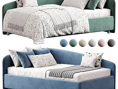 Modern Convertible Sofa Bed With Color Options Decorative Pillows And Soft Upholstery 3d model