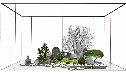 New Chinese style landscape sketch landscape sketch courtyard landscape 3d model