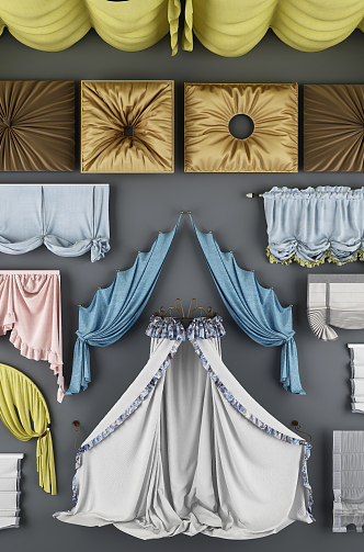 European-style bed curtain 3d model