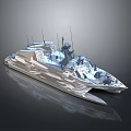 Modern Advanced Watercraft With Sharp Angular Design Streamlined Hull And Radar Antennas 3d model