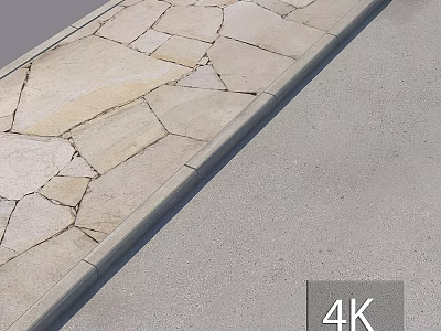 Outdoor Light Colored Irregular Flagstone Ground Paving With Concrete Border 3d model