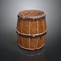 Rustic Wooden Barrel Tabletop Decorative Ornament Set With Metal Hoops And Natural Grain
