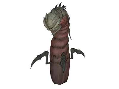 Worm Like Creature With Green Head Red Body And Black Claws 3d model