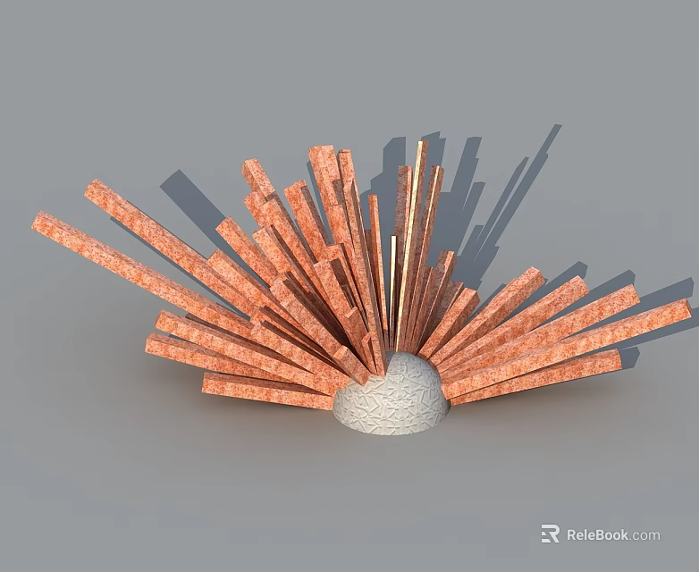 Side-Hinged Door Design Featuring Orange Radial Strips And White Base Structure 3d model 