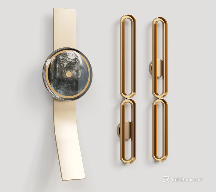 Modern Wall Lamps With Gold Metal Frame Round And Rectangular Designs For Contemporary Interior Decor 3d model 