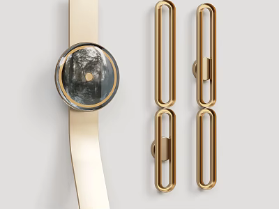 Modern Wall Lamps With Gold Metal Frame Round And Rectangular Designs For Contemporary Interior Decor 3d model